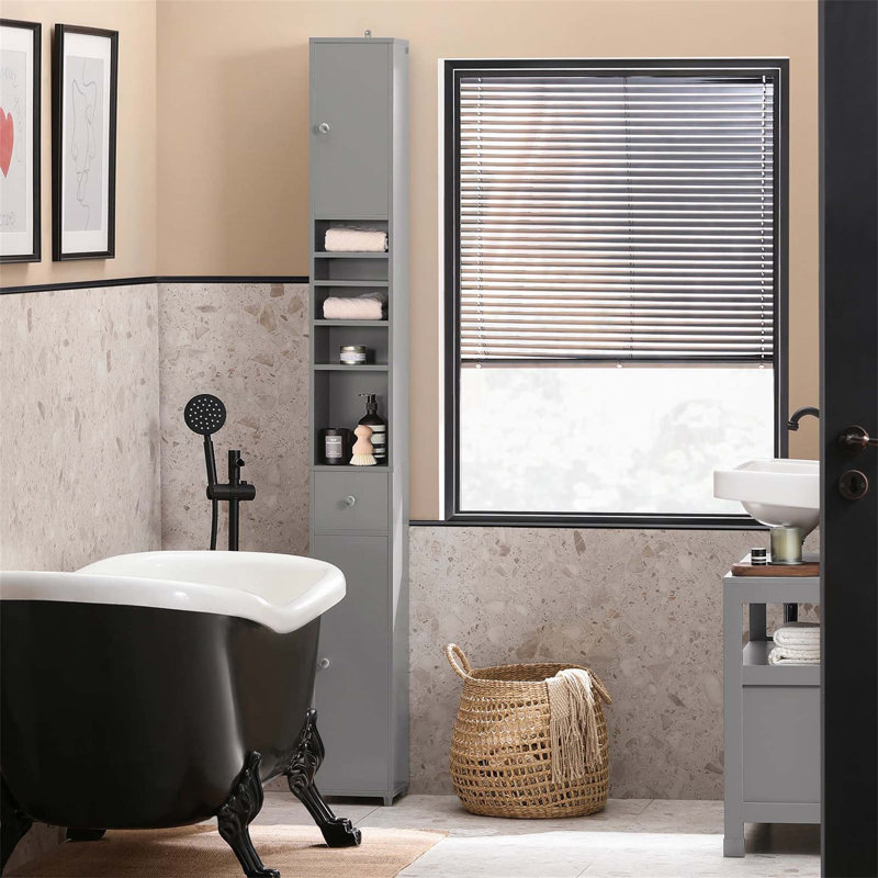 Aadhith Freestanding Linen Cabinet, Grey
