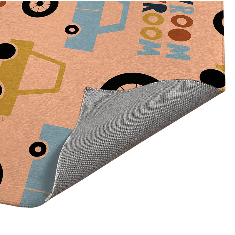 Vroom vroom Colourized Indoor Doormat, Peach/Gold/Orange, 24" W x 36" L