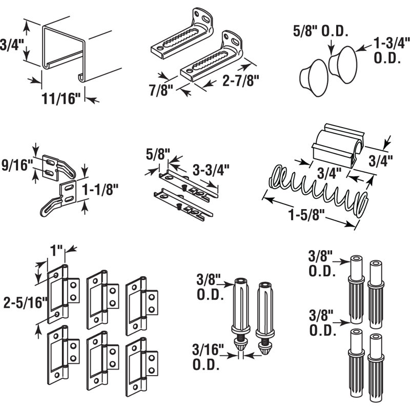 Trousse de garde-robe pliable Prime-Line, ensemble de quincaillerie à quatre portes (1 ensemble)