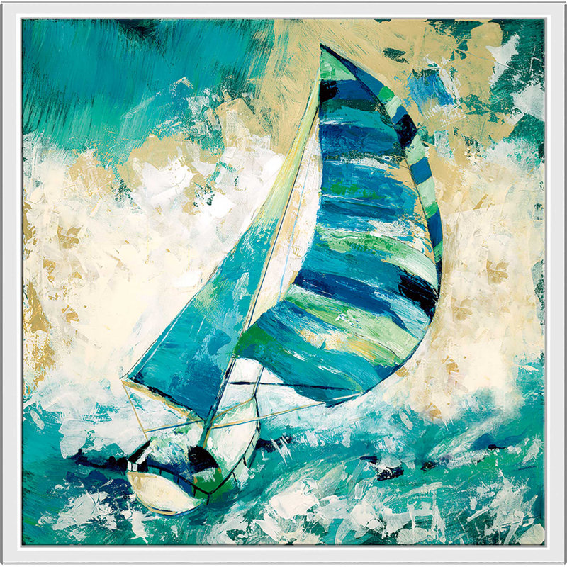 « blue water regatta », reproduction de peinture à l’acrylique sur toile encadrée, H 21,5 po x l 21,5 po x P 2 po