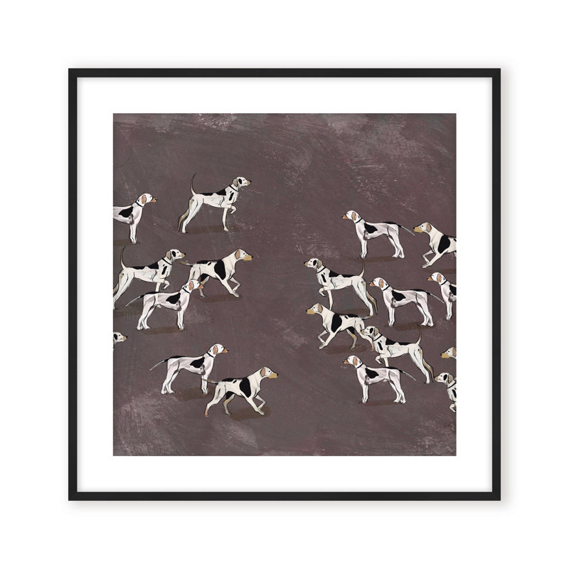 Nature Inspired Modern Ensemble: Sleek Hound Soirée, 36" H x 36" W, Framed Matted Print, Gold