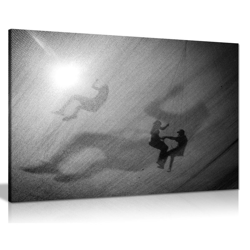 Couples On A Swing Silhouette - Wrapped Canvas Print, 31cm H x 46cm W