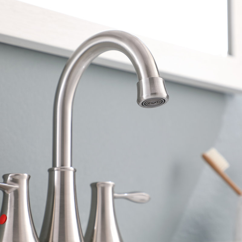 Centerset 2-handle Bathroom Faucet with Drain Assembly, Brushed Nickel