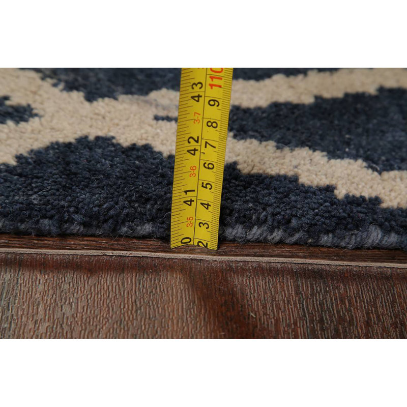 Tapis gris anthracite / ivoire en laine noué à la main Senac, Rectangle 9 pi 10 po x 13 pi 1 po