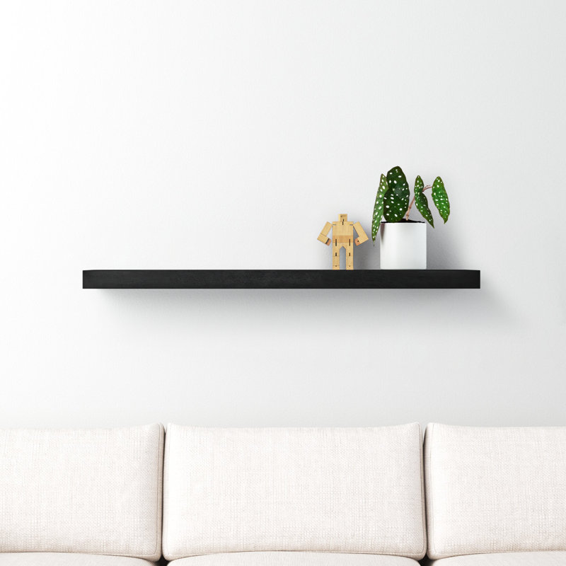 Sherice Manufactured Wood Floating Shelf, 1.97" H x 43.21" W x 10.24" D, Matte Black