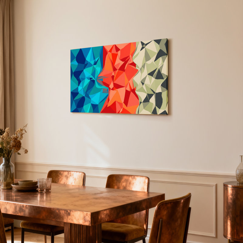 Ensemble de 1 tableau abstrait géométrique à blocs de couleur sur toile tendue, H 12 po x l 18 po