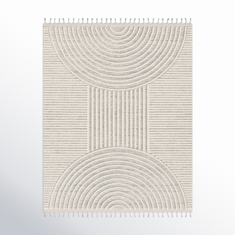 Aine Abstract Machine Woven Cream Area Rug