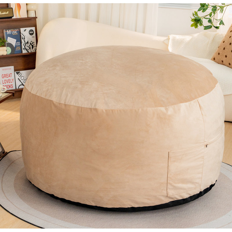 Fauteuil à billes avec accoudoirs en velours, Chameau