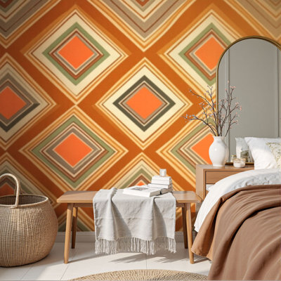 Papier peint auto-adhésif, rétro, années 70, images psychédéliques murales, papier peint amovible en PVC 69 po x l 96 po auto-adhésif pour chambre à coucher, bureau à domicile