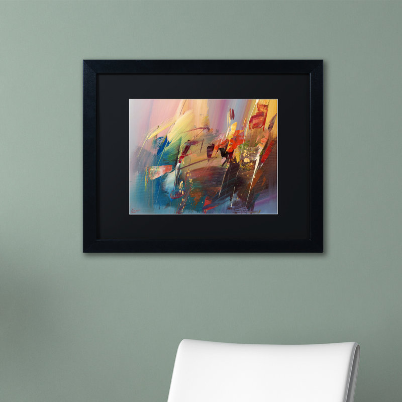 " Rayan " by Ricardo Tapia, 11" H x 14" W x 0.5" D, Black Framed, Black
