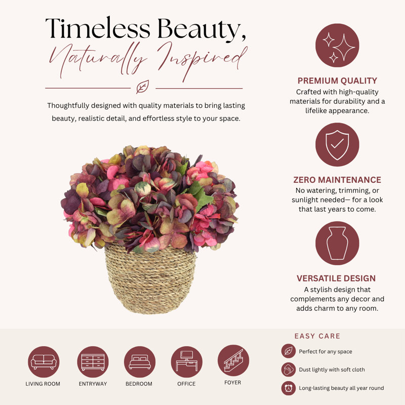 Fall Hydrangea Floral Arrangement, Burgundy/Red