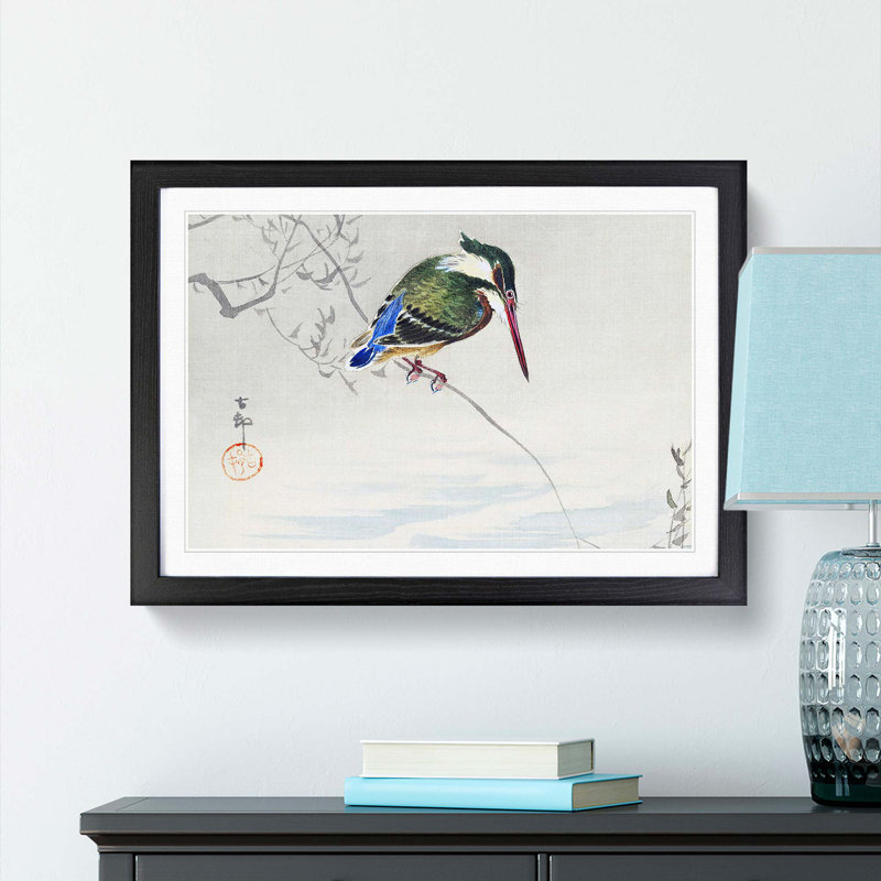 A Kingfisher by Ohara Koson - Framed Print, Black Framed, 24cm H x 33cm W x 2cm D