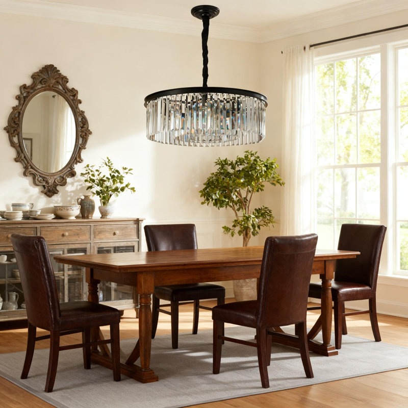 23.6-inch Round Three-tier Crystal Chandelier - Recessed Or Pendant Mounting / E12 Base / Wall Switch Control
