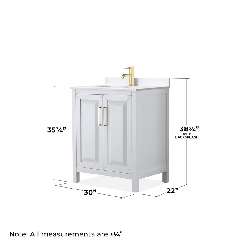 Daria 30'' W Vanity, White, Brushed Gold, White Quartz