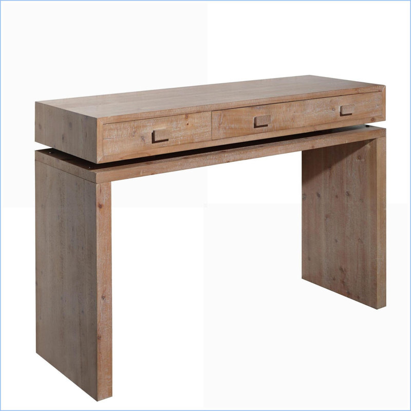 Table basse rustique en bois manufacturé à 3 tiroirs, polyvalente pour les entrées et les couloirs