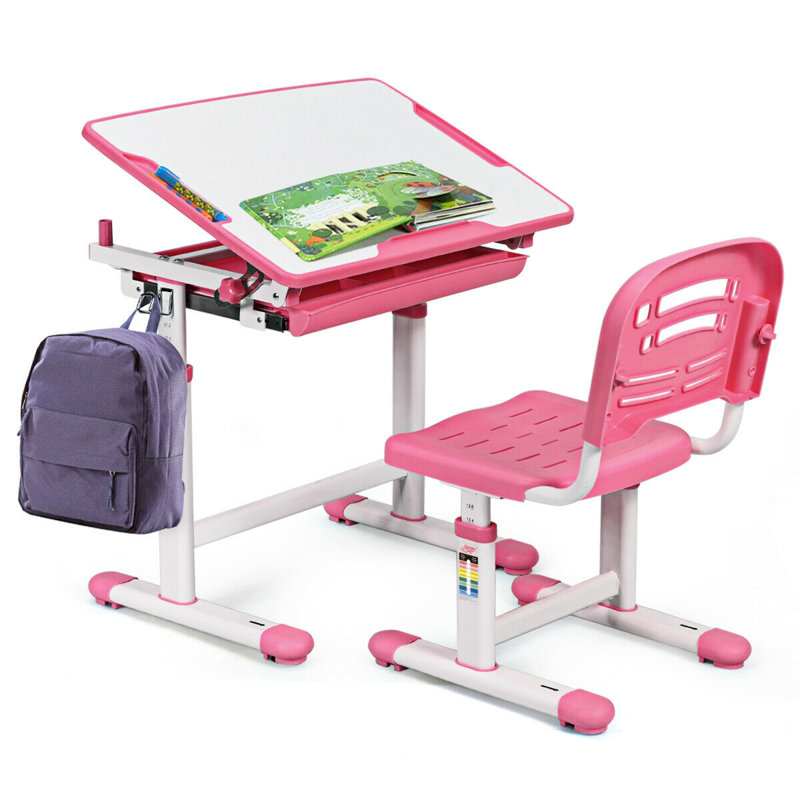Ensemble de table de jeu rectangulaire pour enfants Alani, Blanc/rose