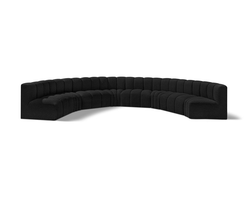 Canapé et chaise rembourrés Hormachea, Tissu bouclé noir