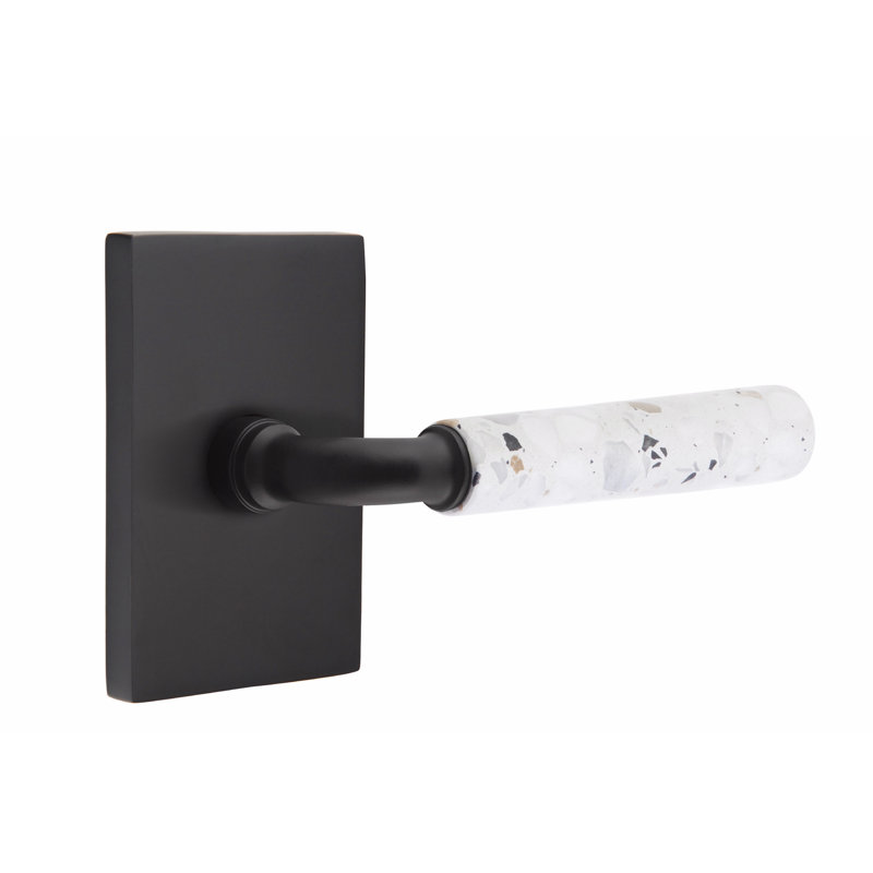 Select Single Dummy Door Lever, Flat Black/Light Terrazzo