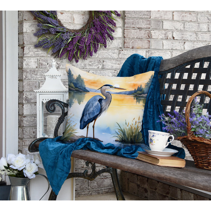 Coussin Blue Heron in the Golden Hour, Carré 18 po