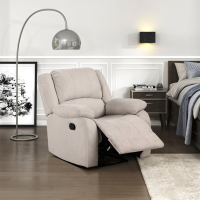 Izak 35" Transitional Microfiber Reclining Chair with Tab Pull Recline
