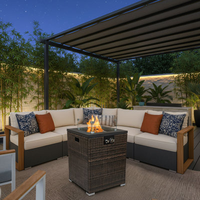 Glass Windproof Cover And Willow Fire Pit Post For Outdoor Heating. The Willow Weaving Adds A Touch Of Quality, And The Windproof Design Ensures A Good User Experience.