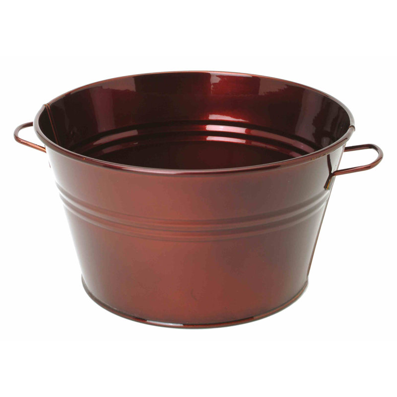Enameled Galvanized Steel Planter / Beverage Tub., Glazed Caramel, 8" H x 15" W x 15" D