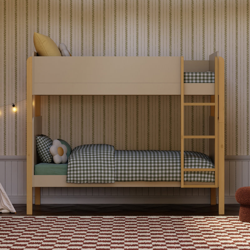 TipToe Twin Bunk Bed, Taupe/Honey