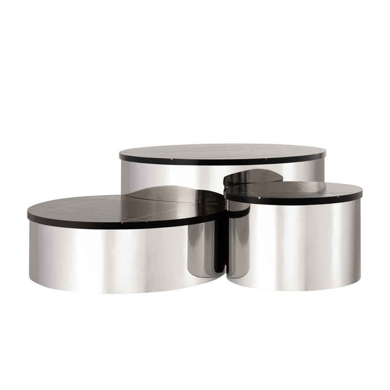 Ensemble de 3 tables de groupage Vanita, Argent argent