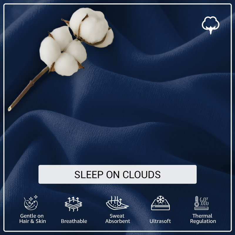 100% Cotton Flatweave Pillowcase Case Pack, Navy