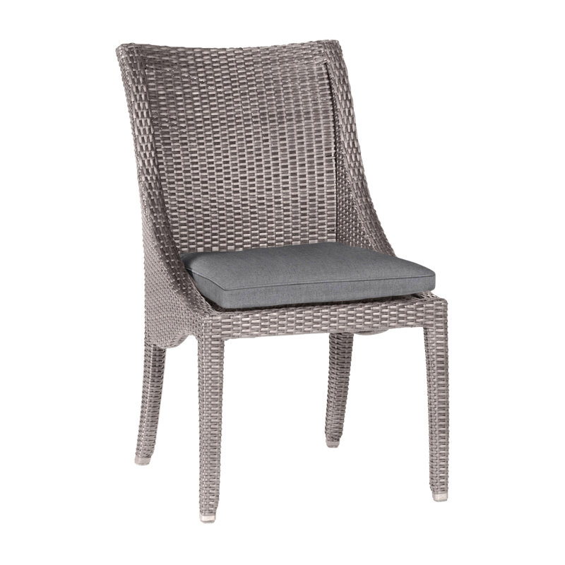 Athena Patio Dining Side Chair with Cushion, Oyster, Verona Mist, Welt
