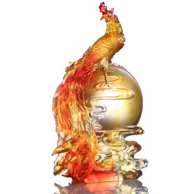 LIULI Crystal Art Crystal Phoenix Sculpture, "Splendor Of The Phoenix"