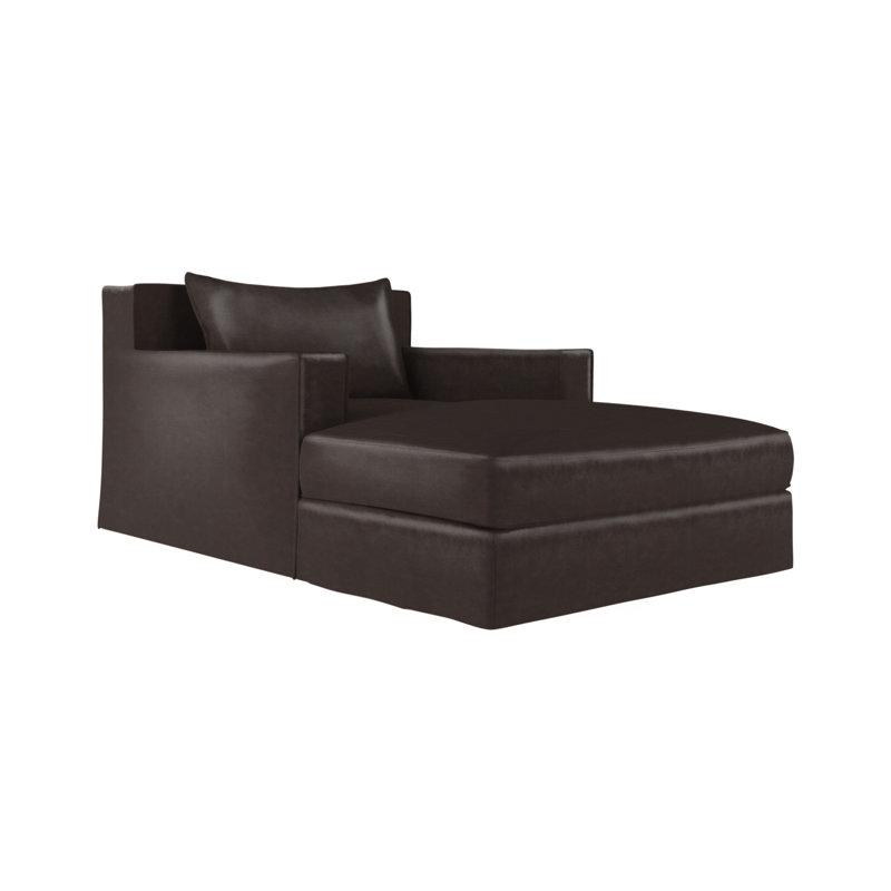 Chaise longue Mulberry, Ébène, Cuir rétro chocolat