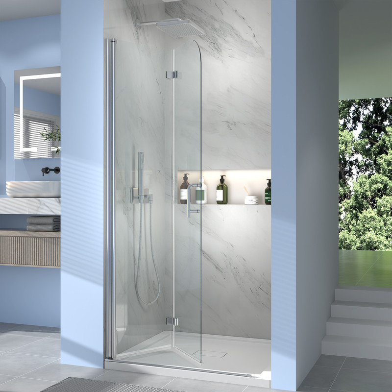 34'' W x 72'' H Bi-Fold Frameless Shower Door with Clear Glass