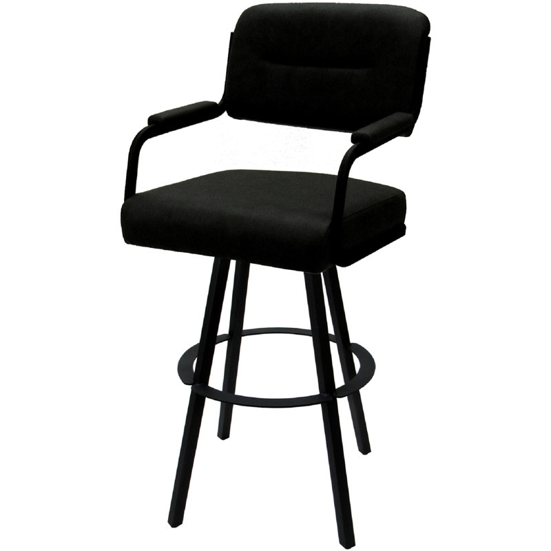 Tabouret de bar pivotant Kambria, Vinyle noir / cadre noir
