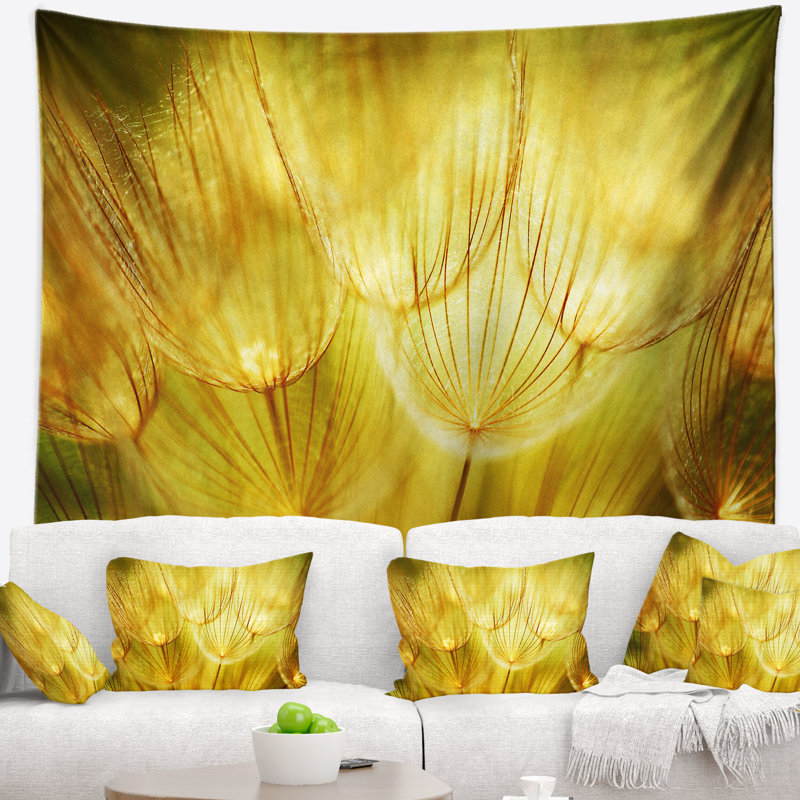 Tapisserie florale jaune pissenlit, H 50 po x l 60 po