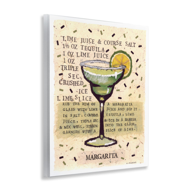 Plaque de recette de sel et margarita, design par Nancy Overton