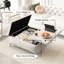 Table basse polyvalente à plateau relevable avec espace de rangement - 35 pouces de large carré beige pour le salon en bois et tissu
