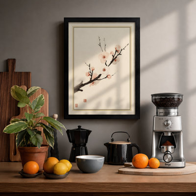 Spring Blossom Branch Japandi - Framed Print