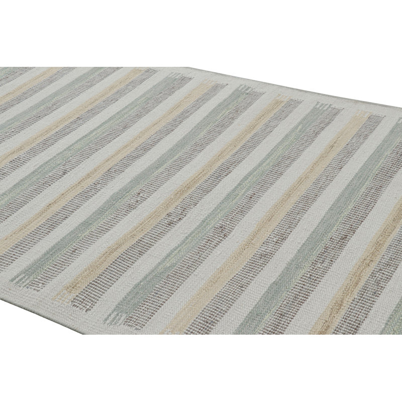 Scandinavian Hand Knotted Wool Geometric Area Rug, Rectangle 9' x 12'