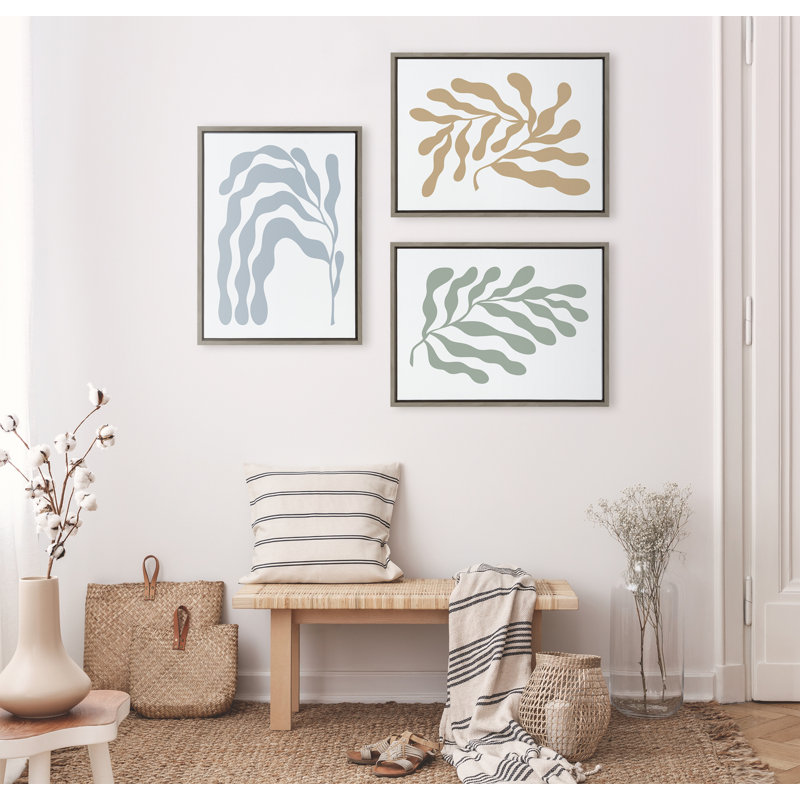 «Matisse Inspired Abstract Botanicals» par The Creative Bunch Studio, ensemble d'art mural sur toile encadrée, Encadré gris