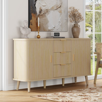 Buffet moderne avec portes coulissantes Tambour, armoire de rangement avec tiroirs de rangement pour la salle à manger, le salon ou le vestibule