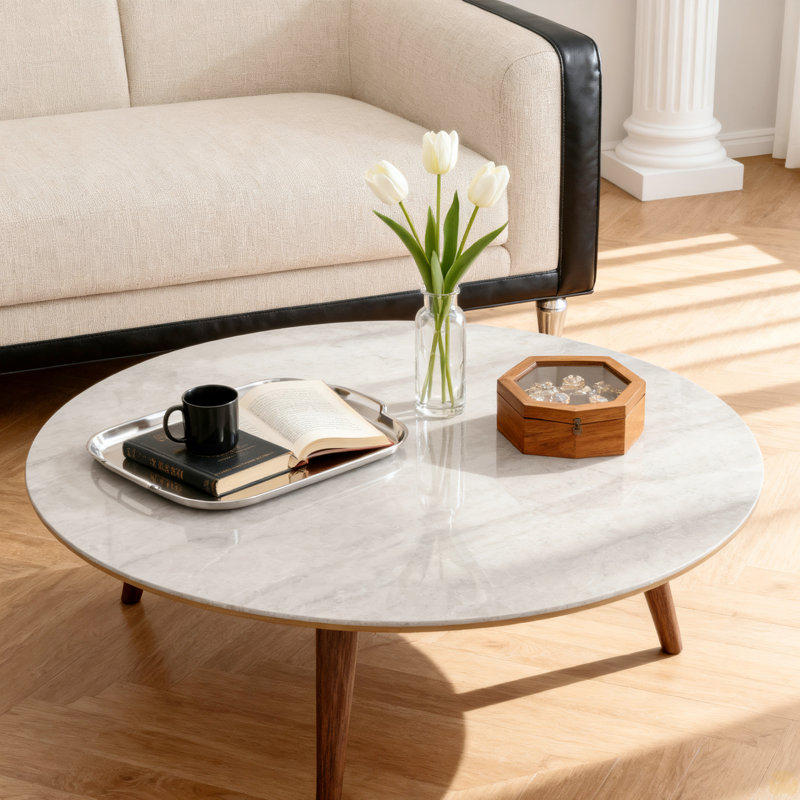 Plateau de table rond en verre trempé 32 po, H 0,31 po x l 32 po x P 32 po, Gris