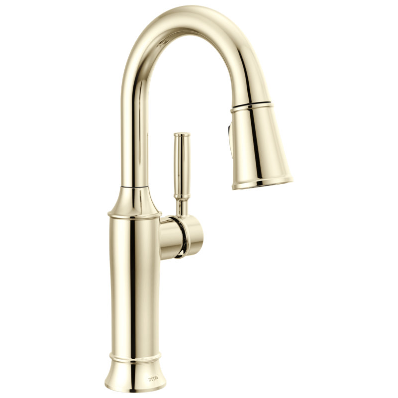 Robinet de bar pulvérisateur rétractable à poignée simple Renaldi, Nickel poli Lumicoat