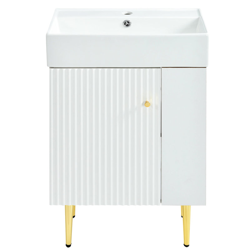 21.6" Ceramic Sink For Bathroom Vanity - White, Quality & Performance, Stain- Surface Heat Resistance, Stylish Functional Ceramic, Easy To Clean Stains, High Endurance,