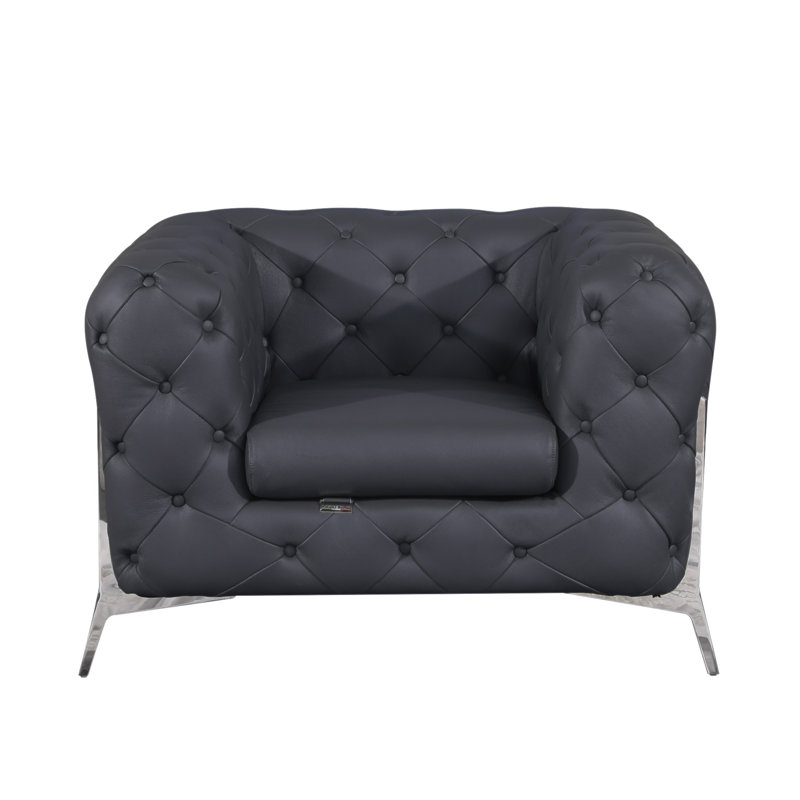 Fauteuil inclinable en cuir italien 100% Global Global, Gris