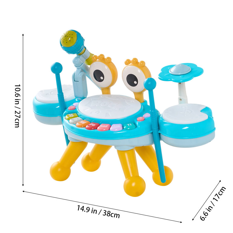 Adorable Crab Drum Set for Toddlers with Microphone & Drumsticks