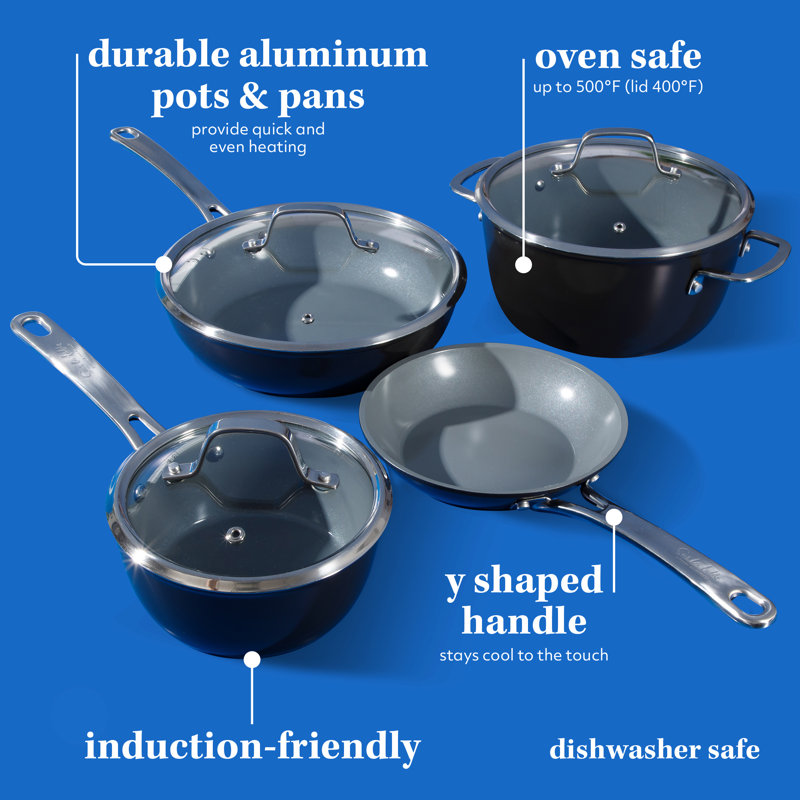 10-Piece Black Nonstick Aluminum Cookware Set with Glass Lids