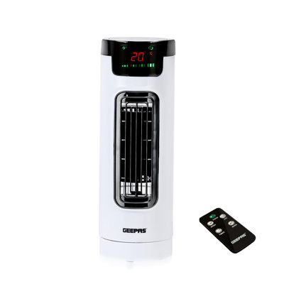 GEEPAS Cooling Mini Tower Fan with Remote Control - Portable, Oscillating, 3 Speed Settings with 7.5 Hour Timer Function - Powerful Airflow for Home or Office, White, 2 Year Warranty