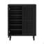 Armoire à chaussures 33,46 po en bois noir moderne à 6 niveaux avec portes à persiennes-193108974