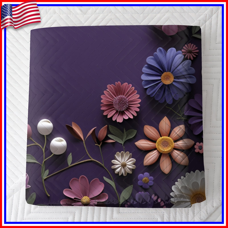 Couvre-lit matelassé à motif floral mauve toutes tailles, Twin